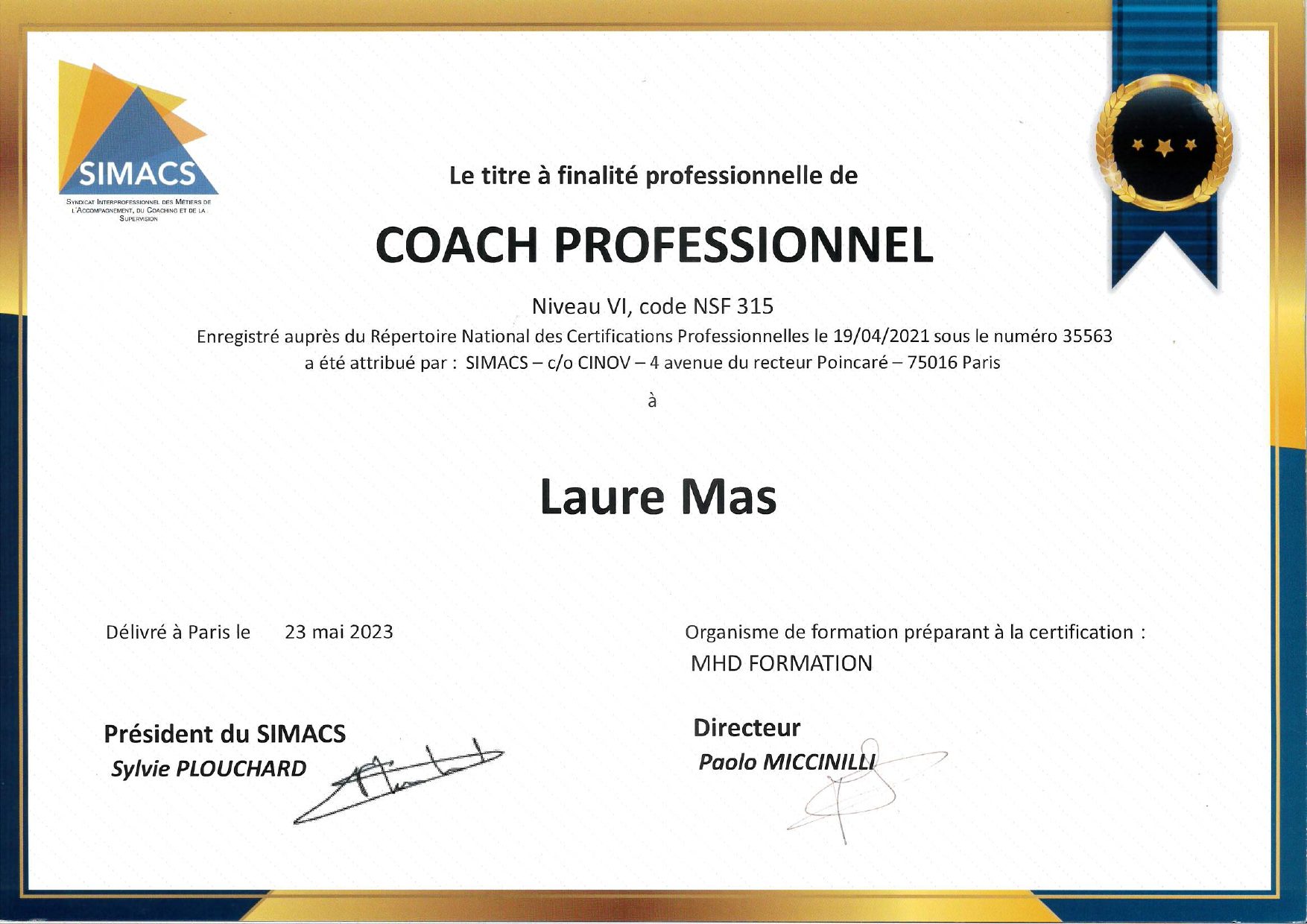 MHD SIMACS Coach RNCP 20230523
